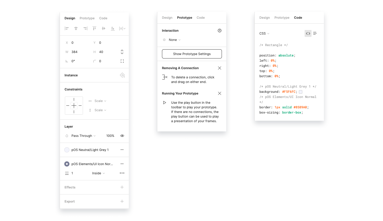Design, Prototype, and Code tabs in Figma